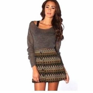 《Free People》 A- Line chevron mini Skirt XS